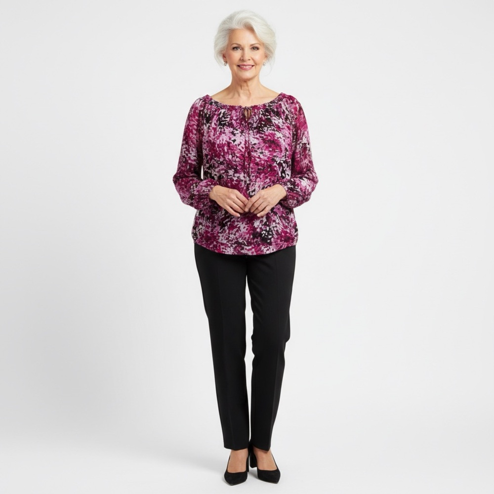 White House Black Market floral blouse size M